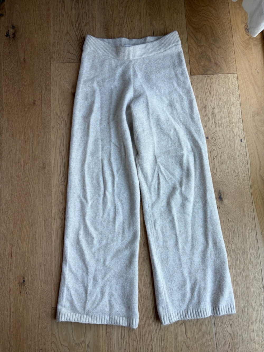 Mango Cream Wide-Leg Knit Pants